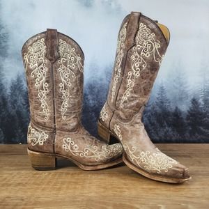 Corral Brown and Cream Kids Boots